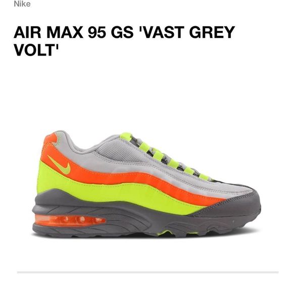 🎉HP🎊Nike Air Max 95 GS 'Vast Grey Volt' Sneakers - Picture 2 of 11